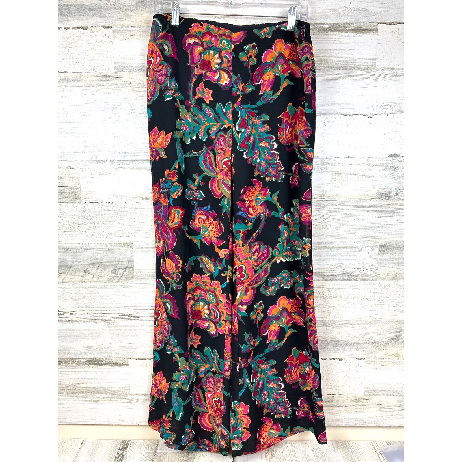 Lauren Ralph Lauren Womens 8 Black Multicolor Floral Paisley Wide Leg Pants New